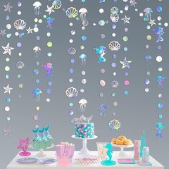 40 Ft Iridescent Mermaid Garland with 4 Count (Pack of 1), Banner