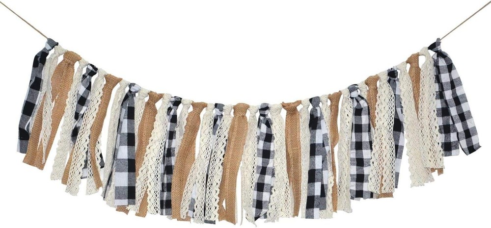 Buffalo Check Plaid Banner Black and White Gingham Spring Summer Fall Winter