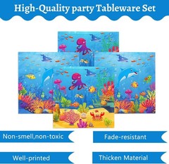 Cartoon Marine Animal Tableware Set for Underwater Themed Parties – 24 Guests