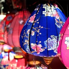 Retro Chinese Hanging Lanterns Peony Floral Cloth Lantern Party Festival Decor
