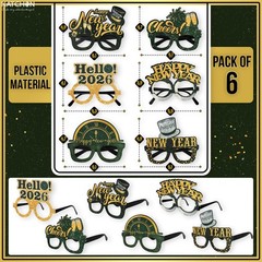 New Years Glasses 2026 – Plastic Gold and Black – Party Supplies for NYE