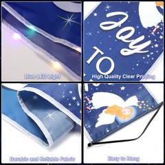 Christmas Nativity Door Banner with Lights Joy to the 12 x 71 inches, Blue