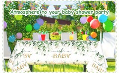 3 Pieces Sage Greenery Oh Baby Tablecloths for Baby Shower Party Decorations