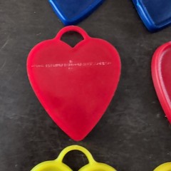 7 Plastic Balloon Weights Blue Red Yellow Heart Vintage Zibi-Core