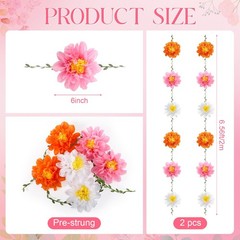 2 Pcs Tissue Paper Flower Garlands 6.56 Ft Paper Pom Pom Garlands with Vine L…