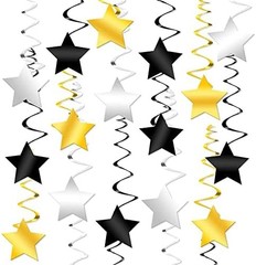 KatchOn, Black Gold and Silver Star Hanging Swirls- Pack of 30, No DIY | Star…