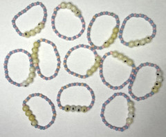 Vintage «Baby» Blue and Pink Beaded Bracelets Lot of 12 Party Favor BC6