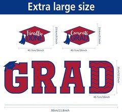 Graduation Yard Signs 11 Pcs for 2026 Lawn Party Decor with Stakes Red Blue