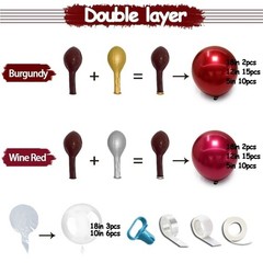 Red Balloons Double Burgundy Ruby Red Balloon Garland Kit Wine Maroon Balloon…