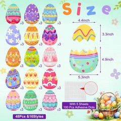 48 PCS Easter Egg Cutouts Spring Theme Paper Shape Bulletin Board Decor