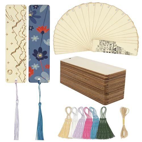 Wood Bookmarks Blank DIY Wooden Bookmark Craft Bulk 30 PCS Unfinished Wood
