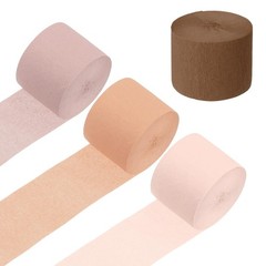 4 Rolls Crepe Paper Streamers 328 Ft Beige Pink Brown Party Decor Pot