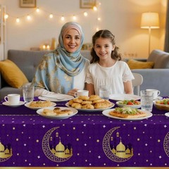Childom Ramadan Tablecloth 3Pk 54×108 Purple Eid