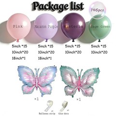 Fairy Wonderland Balloon Arch Garland Kit, Pink Purple Green with 3D Butterfl…