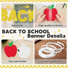 2 Pcs Pre-Strung Back to School Banner First Day of School Decorations Gold Glit