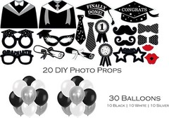 Serves 30 Complete Party Pack Congrats Grad B/White and B/yellow Party Supplies
