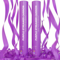 2 Pack Streamer Cannon Confetti Poppers | Biodegradable Purple Confetti | | Lau