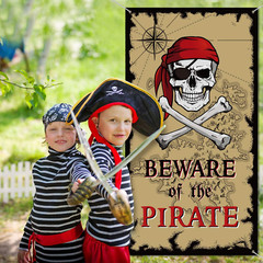 Pirate Door Banner Party Backdrop Halloween Birthday Decoration Photo Booth Prop