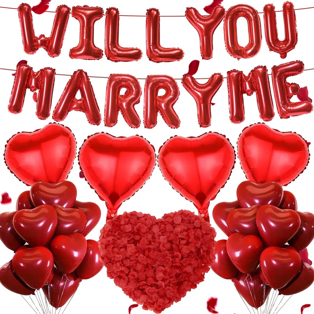 Will You Marry Me Decorations – 542 Pcs Red Balloons Decoration Letter Heart Lat