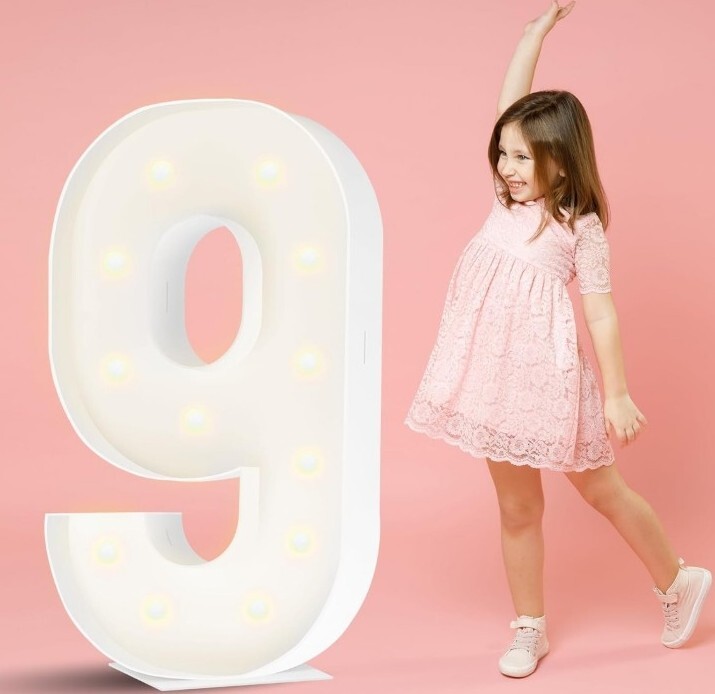 Marquee Number With Lights Foam Board Cut Out for 9th Birthday/Anniversary 3FT