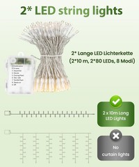 KASZOO 24Pack / Each 82 inch, 24 pack Artificial Ivy with 160 LED, Green