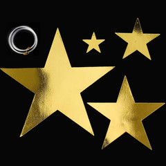 24 Pcs Gold Cardboard Stars Cutouts Hanging Glitter Foil Metallic Star Cutouts 6