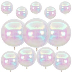 12Pcs Iridescent Round Foil Balloons, 22″ 15″ 10″ 4D Clear Ball Balloon, Holo…