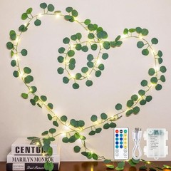 Vines with Fairy Lights,13ft Eucalyptus Garland String Lights USB/Battery