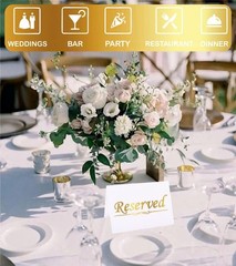 10 Pack Gold Foil Reserved Table Signs for Wedding and Restaurant – Double Si…