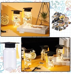 8 Pcs Graduation Jar Decorations with LED Lights. Fast Shipping.