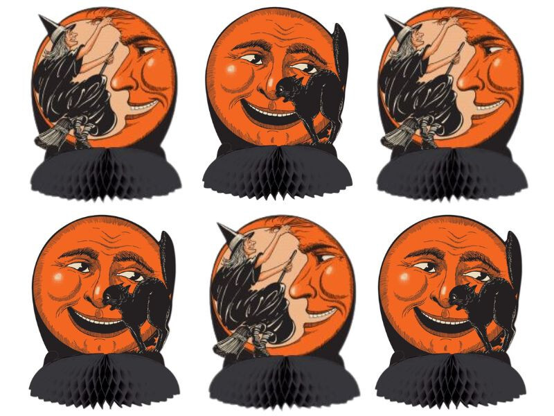 Vintage Halloween Lot Beistle Cat, Witch Moon Bulk Party Supplies Centerpieces