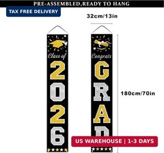 DAZONGE Graduation Decorations 2026, Black & Gold Class of Decorations 2026, Gra