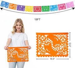 1 Pack 18 Ft Mexican Party Banner Cinco De Mayo Decoration, Plastic