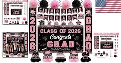Pink Graduation Decorations, Pink Graduation Party Decorations 2026, Congrats Gr