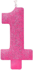 #1 Birthday Glitter Candle – Pink