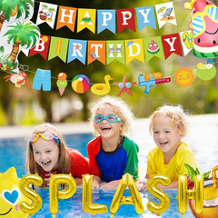 Summer Pool Beach Party Decorations, Splash Birthday Bash Party Supplies Tropica
