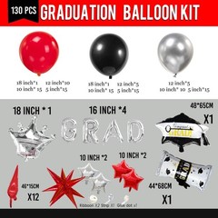 Luftparty Black Red And Silver Balloon Garland Arch Kit 130Pcs Red And Silver