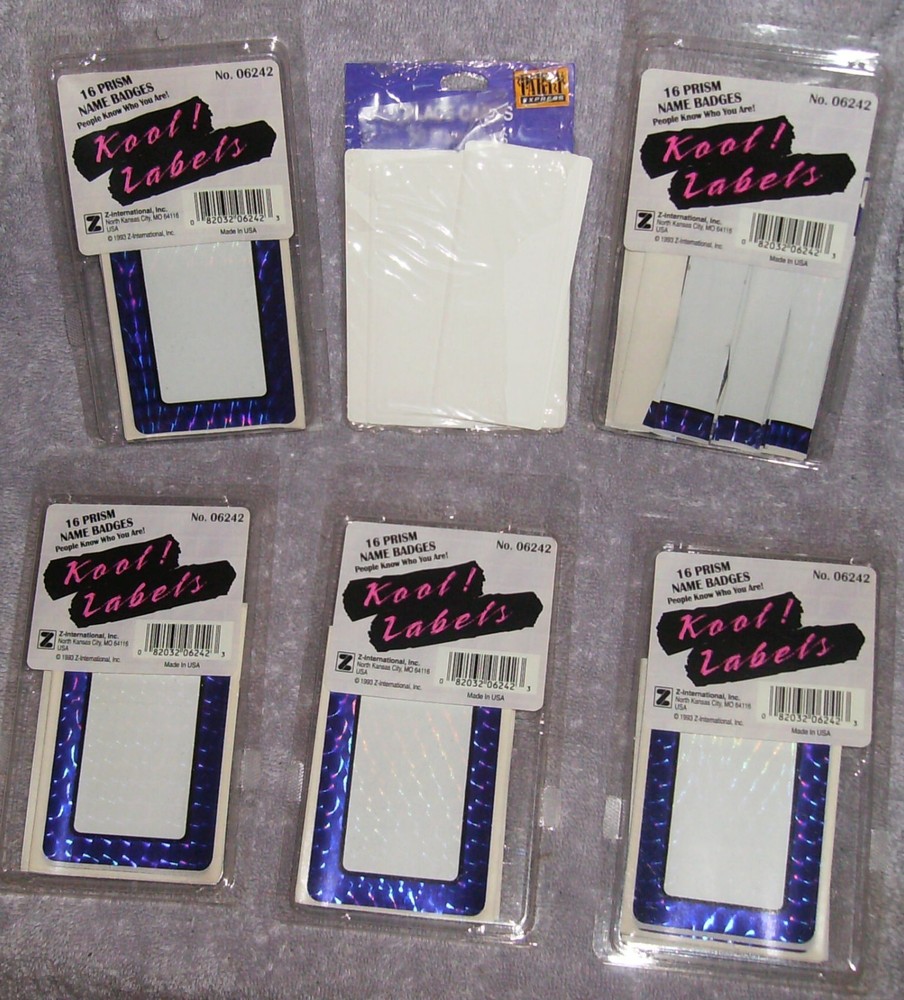 6 PKG PURPLE PRISM NAME BADGES STICKUM & PLACECARDS NEW
