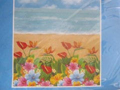 Tropical Blue Ocean W/ Tropical Flowers 42″x72″ Wall/Door Mural Decor Pkg NEW!