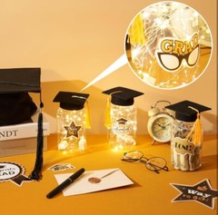 8 Pcs Graduation Jar Decorations with LED Lights. Fast Shipping.