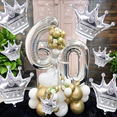 10pcs Silver Crown Balloons, Silver Crown Foil Balloons, Large Aluminum Foil …