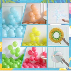 Summer Pool Party Decorations, Tropical 162pcs Pastel Colorful Balloons with …