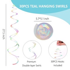 30 PCS Iridescent Hanging Swirls Party Decorations Extra Long Double Ceiling