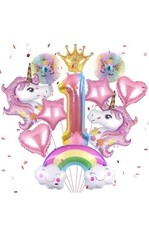Unicorn Birthday Decorations for Girls, 11pcs Unicorn Balloons Set with Rainbow