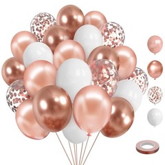 75 Pcs 12 Inch Rose Gold Balloons,Rose Gold and White Balloons,Rose Gold Meta…