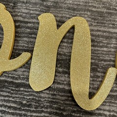 Gold Glitter One Letters Sign for First Birthday 1st Decoration O N E 8” Cursive