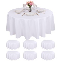 Kesfey 6 Packs Round Tablecloth 70 Inches White Polyester Table Cloths Stain …