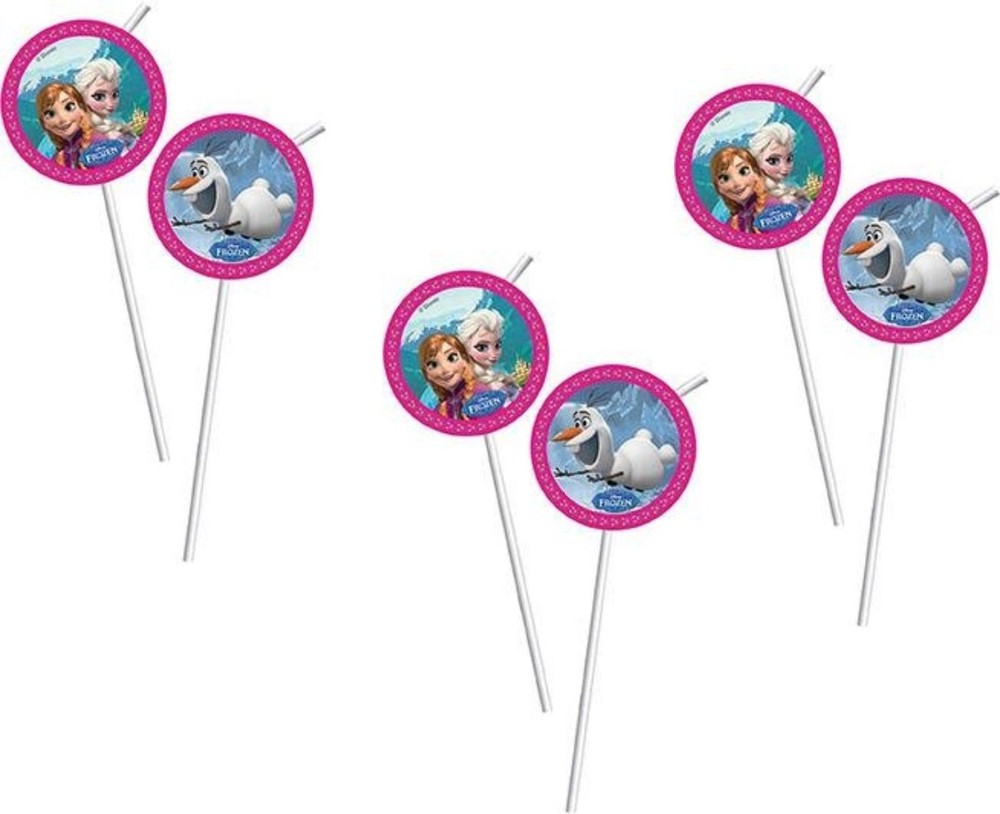 6 FROZEN CLEAR FLEXIBLE PLASTIC DRINKING STRAWS PARTY STRAW ELSA ANNA OLAF