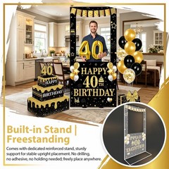 40th Decorations for Men, 29Pcs Photo Booth Prop Set with Freestanding Frame,…