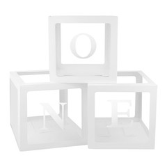First Birthday Decorations – 3 Pcs One Balloon Boxes for Girl or Boy – Clear …
